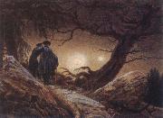 Two Men Looking at the Moon
